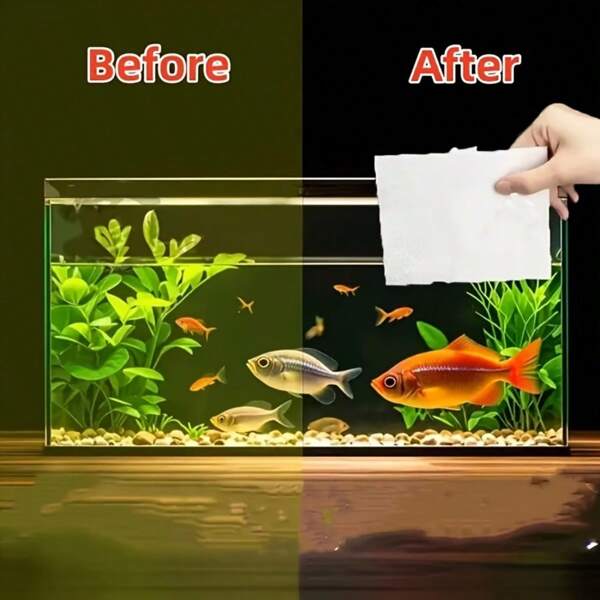 30 pièces/100 pièces Papiers désodorisants pour aquarium, élimine les odeurs, nettoie l'eau verte/jaune, feuilles de purification de l'eau pour aquarium