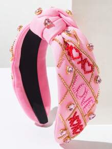 1pc Fashionable & Sweet Korean Style Women's Headband, Gorgeous Gem & Faux Pearl Letter Decor, High-Quality, Luxury Party/Street Style Hair Accessories, Hair Band, Hair Hoop, Autumn