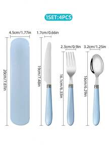 Portable Reusable Stainless Steel Cutlery Set For Students, With Storage Box, Durable Fork And Spoon, Suitable For Outdoor Dining, Camping And Picnics, Convenient Travel Utensil Set - Multicolor - View 9