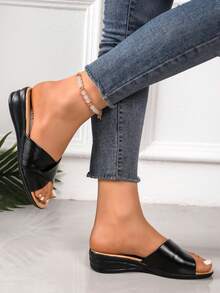 Sandales compensées d'été pour femmes en grandes tailles, nouvelles sandales mi-talon mode Glissant confortables et antidérapantes pour mères