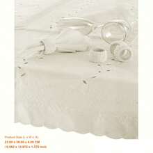 Elegant Oblong Embroidered Tablecloth - 170x360cm - Soft Marshmallow Color For Dining And Special Occasions