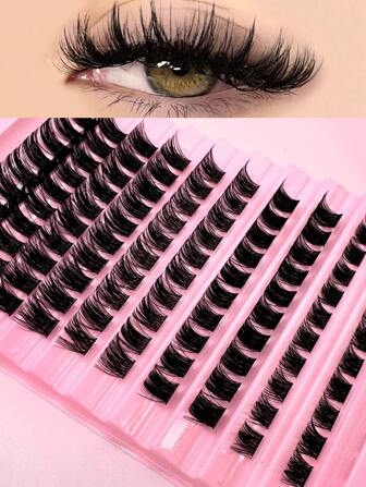 100Pcs Individual Lashes,D Curl Natural Look Cluster Eyelashes,Soft Fluffy And Wispy Lightweight Faux Mink Lashes,Makeup Extensions DIY False Eyelashes