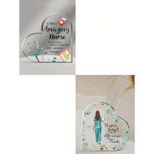 1/2 Pieces, Stethoscope Thanks Nurse For Heart-Shaped Acrylic Plaque Desktop Home Decoration (The Surface Has A Membrane That Needs To Be Tear Open), Graduation Gift For Nurse Classmates, Perfect Gift Acrylic Souvenir Decorations Suitable For Living Room, Bedroom, Office - Green - View 11