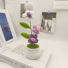 1 件成品手工泡芙钩针盆栽，手工编织盆栽，家居装饰，办公室装饰，汽车装饰，情人节、母亲节、圣诞节礼物 - 彩色 - 查看 4