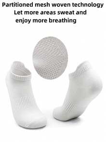 20 Paar weiße Socken für Herren, Knöchelsocken mit Mesh-Oberteil, atmungsaktiv und mit Fußgewölbestütze, komfortabel - Weiss - Übersicht 5
