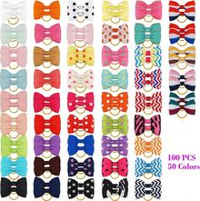 2025Hot SaleYxiang 100PCS Cute Pet Grooming Accessories - Colored Polka Dot Hair Bows With Rubber Bands For Small Dogs And Puppies Like Yorkies - 50 Pairs