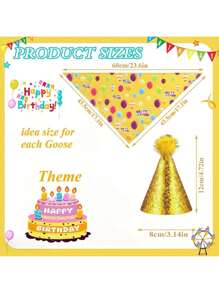 [Birthday Theme Lawn Goose Clothing] Home Party Decor Goose Costume With Glitter Hat And Happy Birthday Bandana Yard Goose Outfits Cement Plastic Goose Duck Decorations
