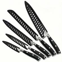 8/1 套装 3-8 英寸厨刀刀片保护套、黑色塑料刀套、刀刃保护装置、厨房配件，防止刀具散落和意外受伤，不含刀具