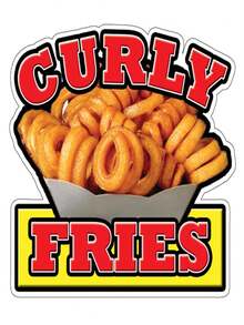 212 Main Curly Fries Concession Decal Cart Sign - Stand French Hot - Multicolor - View 2