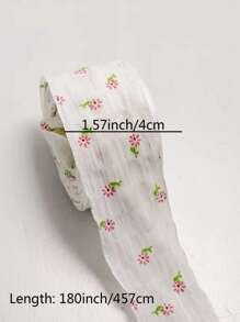 1 Stück/5 Yard Chiffon Blumenband mit Schleife, DIY Bastelzubehör für Kleidung, Geschenkverpackung Dekoration