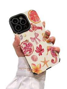 Teléfono anticaída suave con textura de vida marina rosa, X/XS XSMAX 11 12 13 14 15 16 12MINI 13MINI 16E SE4 S22 S23 S24 S25, 1 ud. - Multicolor 6 - Ver 1