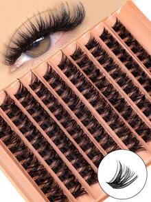 MEM 120/140Pcs Faux Mink D Curled Cluster Lashes, Natural Thick Reusable Lightweight DIY Lash Extensions For Beginners, Daily Travel Wedding Date Party Festival, Christmas Halloween Beauty Gift - D - View 11