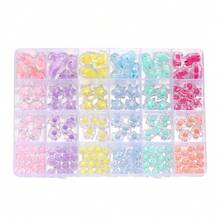 1 Caja de Cuentas acrílicas con forma de corazón, flor y redonda como espaciadores sueltas para hacer pulseras, llaveros y accesorios de joyería - Caja de cuentas - Ver 4