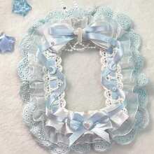 1个可爱蕾丝照片卡夹，小型卡片装饰卡砖卡夹，粉色/蓝色带挂链，可挂在背包上，手工DIY成品，2D卡通动漫游戏角色周边ACG卡夹，明星偶像粉丝周边MAG宅男宅女周边，适用于3英寸照片展示 - 藍色 - 查看 4