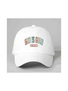 1 件“GOD IS GOOD”印花可调节棒球帽 - 复古水洗风格，男女通用休闲防晒帽，适合户外活动，时尚节日礼物