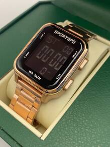 Nuevo reloj electrónico para hombre, reloj electrónico cuadrado con correa de acero de moda, reloj electrónico multifunción, formal de negocios, regalo del Día de San Valentín, regalo de vacaciones, regalo