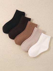 5/10 Pairs Of Dark Colored Children's Socks, Autumn And Winter Socks With Fleece Socks, Suitable For Daily Life In Autumn And Winter To Keep Warm For Boys And Girls - Multicolor - View 7