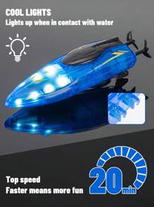 1 pieza Barco de control remoto, barco RC de acrobacias con luces 2.4GHz, puede realizar trucos como volteos, giros, movimiento hacia adelante en el agua, barco de acrobacias con volteo de 360° y luces LED, adecuado para piscinas y lagos, batería recargable modular, juguete regalo para niños y adultos, cumpleaños, vacaciones, regalo de Navidad para niños y niñas