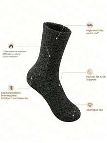 1/3/6双装超厚保暖男士袜子 - 舒适柔软，是送给爸爸的圣诞礼物，适合寒冷天气，长袜，冬季黑色袜子，保暖袜，休闲加厚吸湿舒适中筒袜，温暖舒适