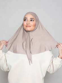 1 Stück klassischer einfarbiger seidiger weicher Stoff Langer Saum gekreuzter Schal Kopftuch Hijab, geeignet für den täglichen Gebrauch und Outdoor-Sport