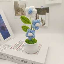 1 件成品手工泡芙钩针盆栽，手工编织盆栽，家居装饰，办公室装饰，汽车装饰，情人节、母亲节、圣诞节礼物 - 彩色 - 查看 7