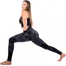 COMFY FOREVER Leggings Women/5' High Waist Tummy Control Ankle Length Pants - 黑骷髏 - 查看 4