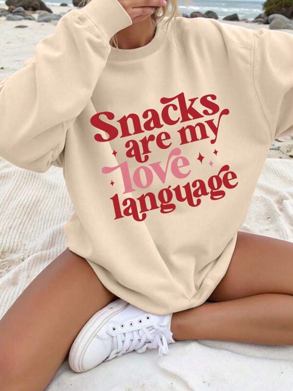 1-Piece Girl Hilarious Snacks Printed Long-Sleeve Lightweight Sweatshirt, Soft Fabric Summer-Fall Daily Casual Wear