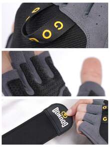 GOUNOD Half Finger Exercise Gloves With Widen & Lengthen Wrist Wrap Sweat-Wicking Training Gloves With Pull Ring Quickly Take Off Design Gym Sport Fitness Gloves. - Multicolor - View 7
