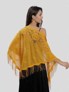 1 件女士柔软纯色透明雪纺披肩，派对舞会礼服配饰