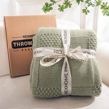 Knit Throw Blanket,Classical Checkered Blanket For Couch,Cozy Warm Knitted Throw Blanket For Bed Sofa Living Room, Decorative Stretched Throw, Lightweigh,50"X 60"Oatmeal - 鼠尾草綠 - 查看 6