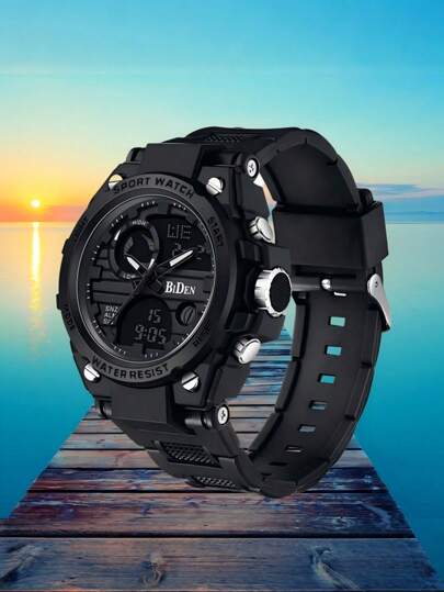 BIDEN Fashion Student Multifunctional Sports Watch, Running Seconds, Timing, Time Reporting, Backlight, Waterproof, Men's Outdoor Watch