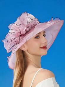 1 peça chapéu para mulheres senhoras organza fascinator páscoa chá festa nupcial igreja domingo chapéu de sol