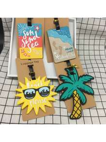 1pc Outdoor Travel Luggage Tag Accessory, PVC Soft Rubber Material, Beach Series, Luggage Tag, Plane Boarding Pass Bag, Bus Card Holder, Back To School Supplies Travel Essentials Travel Accessories Vacation Summer Holiday Women Mini Travel Products