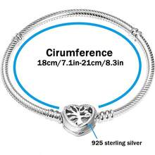 ¡Pulsera de plata de ley 925 con árbol del mundo y hueso de serpiente! Adecuada para pulseras DIY originales, regalo de joyería de moda para el cumpleaños o la boda de la mujer - Plateado - Ver 6