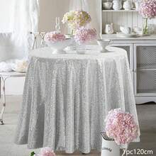 1pc Rose Gold Sequin Round Tablecloth 47-Inch, Party Table Cloth Suitable For Bridal Shower, Birthday, Wedding, Dessert, Banquet, Thanksgiving, Christmas - Multicolor - View 16