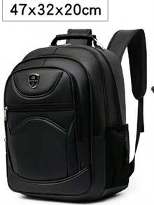 Men's Leather Backpack With USB Port For Business Social School Laptop Random Model Carrying Synthetic Leather 3303 - Black - View 1
