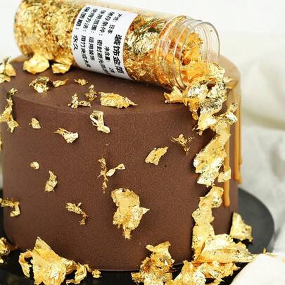 2g Essbare Goldfolie Tortendekoration, Metallic Folie Aufkleber für Kuchen, Getränke, Kochen, Schokoladen, Cupcakes, Kosmetik