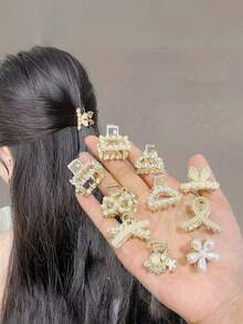 3-10 件女士金属和水钻发夹，优雅发夹，时尚配饰 - 彩色 - 查看 3