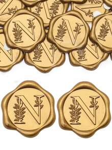 30/50 Pcs Letter Wax Seal Stickers, Gold Initial Alphabet Adhesive Wax Seal Stickers, Envelope Seal Stickers Envelope Seals Self Adhesive Gold Stickers For Thanksgiving Card/Gift Wrap/Wedding Engagement Party Invitation Wedding Party Birthday Christmas