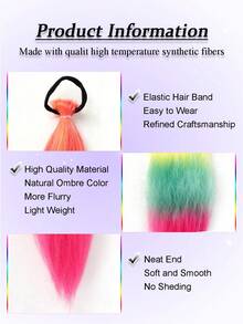 1-2 件装 26 英寸橙黄绿渐变色 DIY 编发接发 | 女士合成 Yaki 直发耐热蓬松马尾 | 适合万圣节、圣诞节、节日派对 - 彩色 - 查看 5