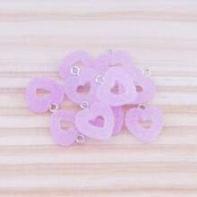 10 cái/lô nhiều màu sắc kẹo mềm hình trái tim quyến rũ mặt dây chuyền bằng nhựa quyến rũ cho bông tai vòng tay làm đồ trang sức - Mặt dây chuyền tình yêu rỗng Gummy - Xem 18