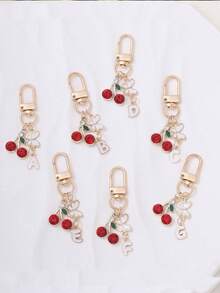 1 件可爱甜美亚克力樱桃字母钥匙扣不锈钢 26 个字母钥匙圈适用于手提包背包汽车钥匙 - 优雅女士节日礼物。背包装饰钥匙扣 - 彩色 - 查看 3