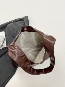 Fashionable Solid Color Soft PU Leather Shoulder Bag, Vintage Versatile Large Capacity Crossbody Bag, Suitable For School, Office, Daily Commute, Elegant Handbag With Zipper Wallet, Lightweight Casual Messenger Bag, Great Gift Choice - Coffee Brown - View 11