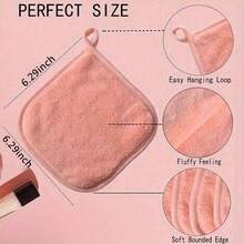 3/5 件装柔软超细纤维洁面巾，卸妆毛巾带挂环，温和呵护肌肤，可清洗可重复使用 - 彩色 - 查看 7