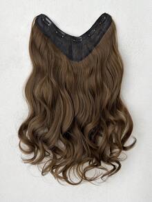黑色长款波浪卷发接发，女士合成全头假发 - 巧克力棕 - 查看 7