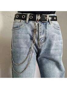 1pc Double Layer Fashion Faux Pearl Pants Chain, Minimalist & Practical Multi-Functional Summer, School Fall, Autumn, Halloween - White - View 4