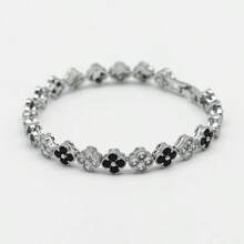 1pc Fashionable Colorful Four-Leaf Clover Copper Zirconia Bracelet For Men, Punk Hip-Hop Men's Bracelet, Suitable For Daily Wear