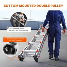 19FT Telescoping A-Frame Ladder - Multi-Function Extension Tool For Home & DIY Projects, Portable And Lightweight Design, Safe & Durable Construction