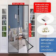 Summer Anti-Mosquito Magnetic Screen Door Curtain - No Drilling Installation, Pet Friendly Soft Mesh Double-Sided Tape & Push Pin Design, 4-Piece Privacy & Light Control, Fit Most Doors, No Drilling Needed Modern Home Decor, Polyester Material