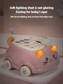 婴儿电话玩具、婴儿音乐玩具、婴儿音乐汽车玩具、幼儿玩具（男孩女孩通用）、儿童过家家电话、儿童益智玩具、带灯光的可爱猫脸玩具、儿童礼物、儿童玩具电话、幼儿音乐、幼儿园学习 - 彩色 - 查看 7